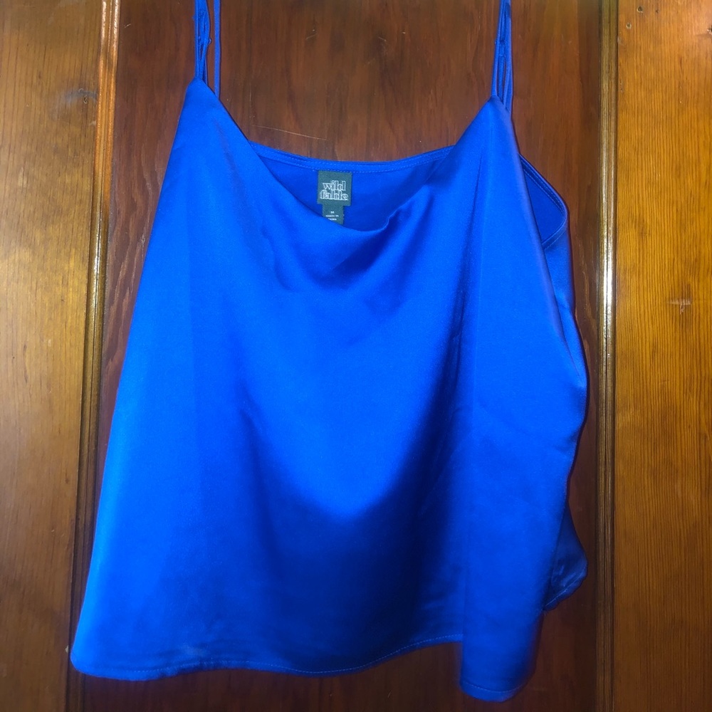blue silky top